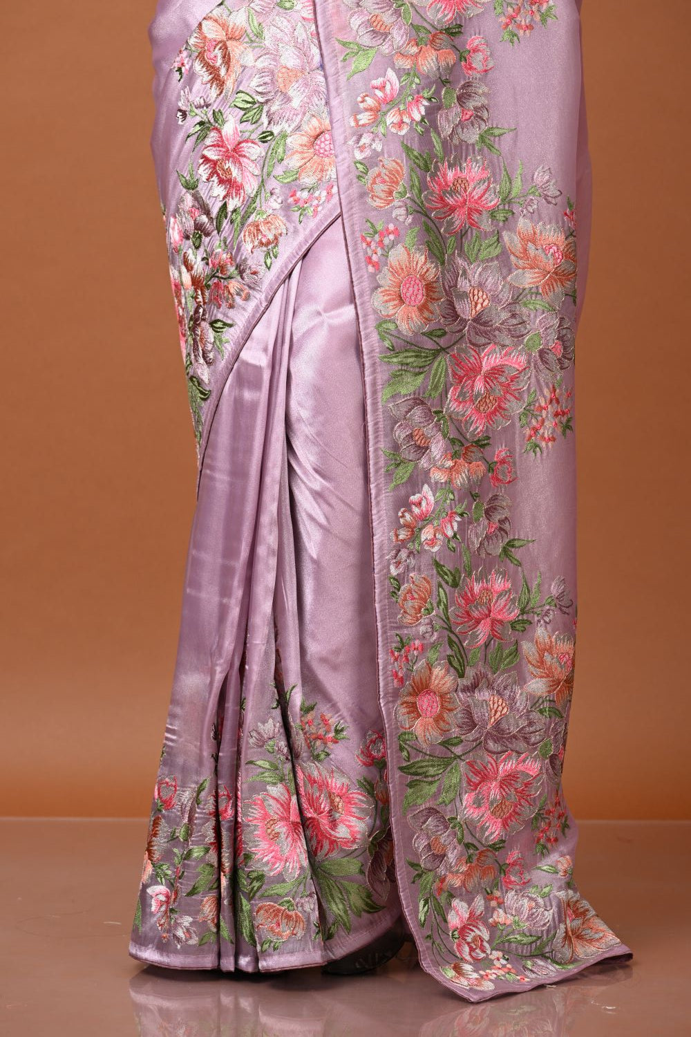 Pink Tissue Embroidery Saree