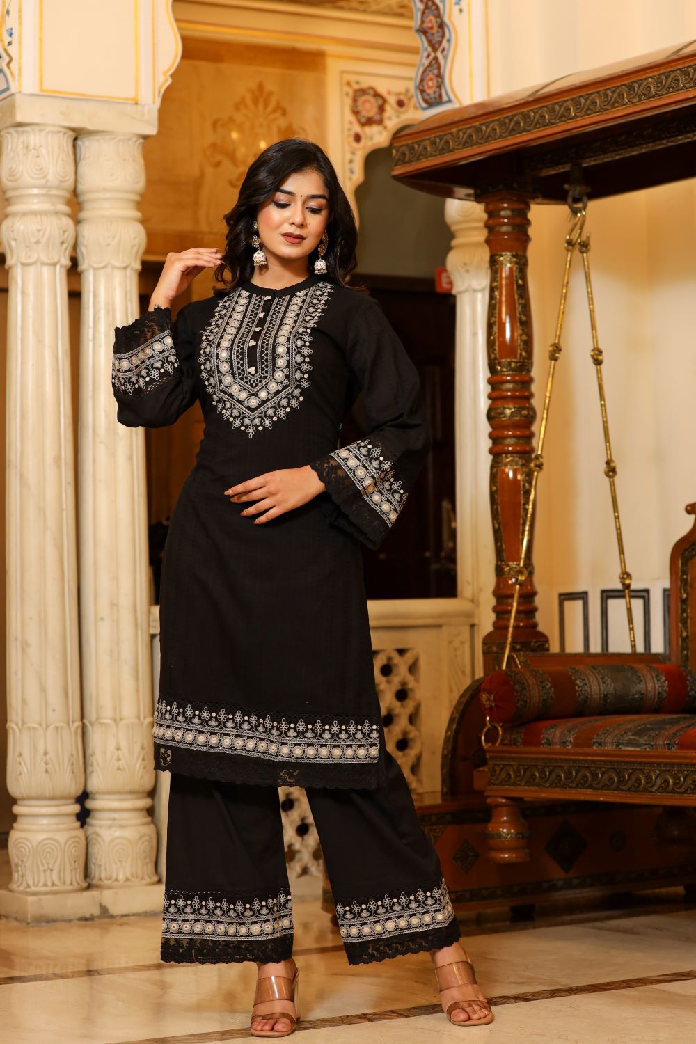 Black Straight Suit Set