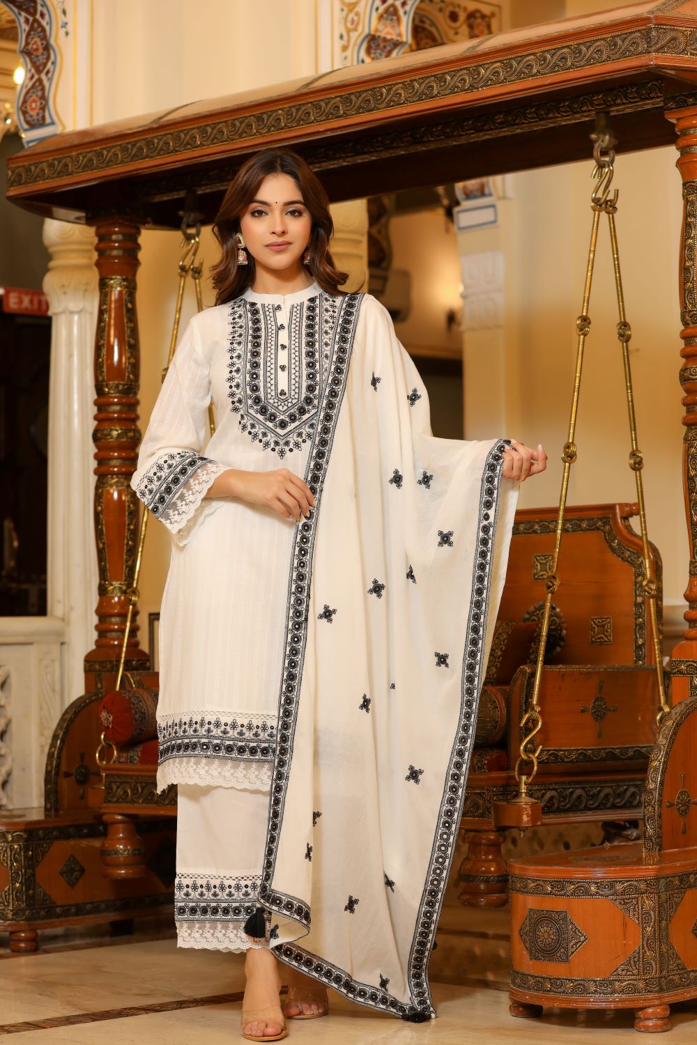 White Straight Suit Set