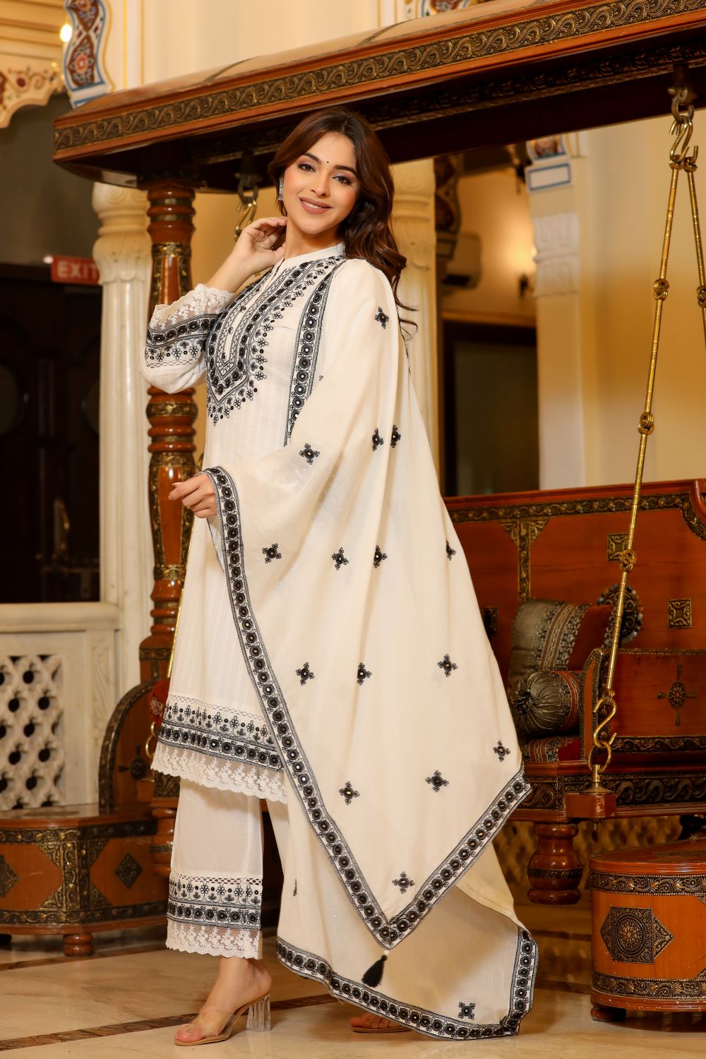 White Straight Suit Set