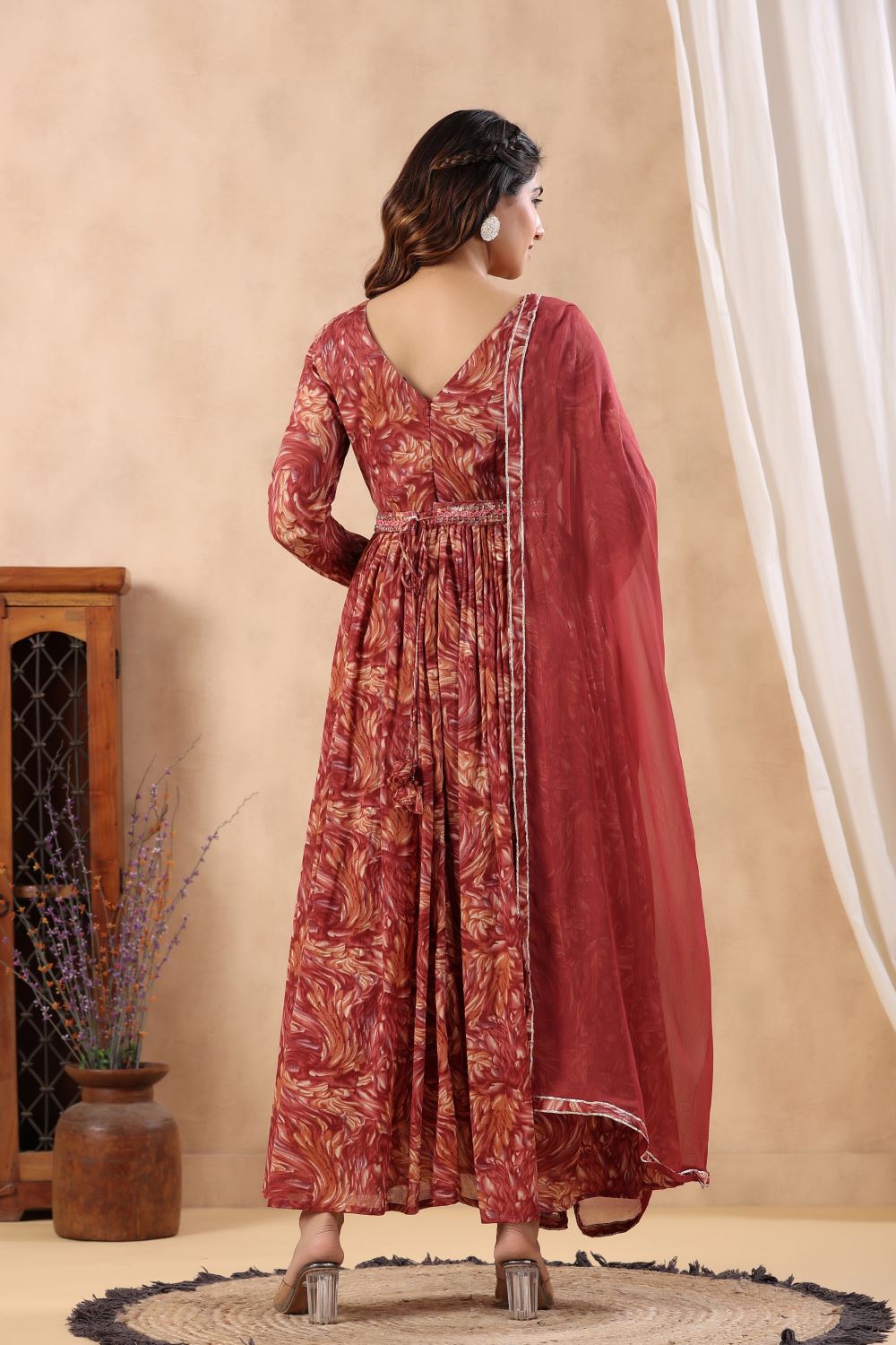 Burgundy Kurti Gown