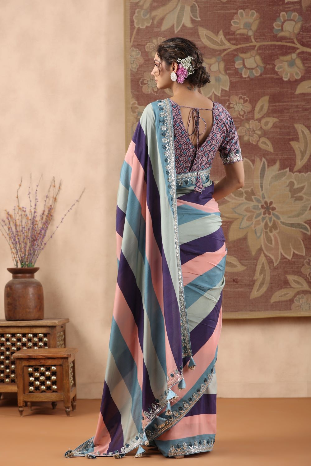 Blue Embroidery Saree