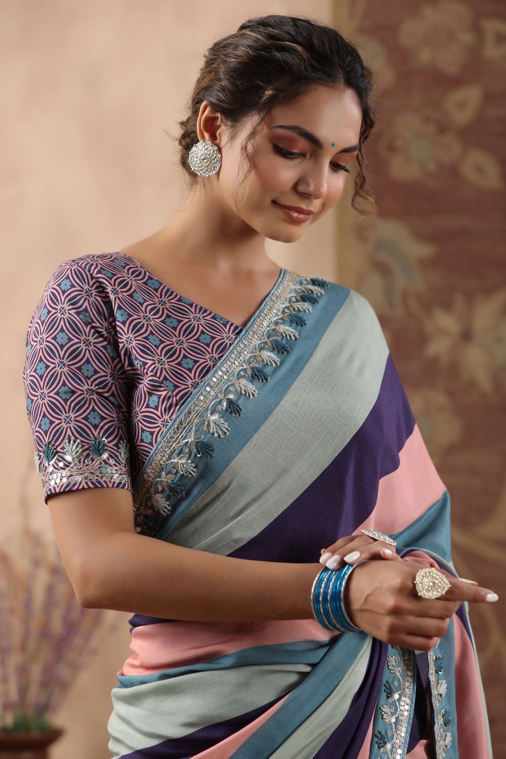 Blue Embroidery Saree