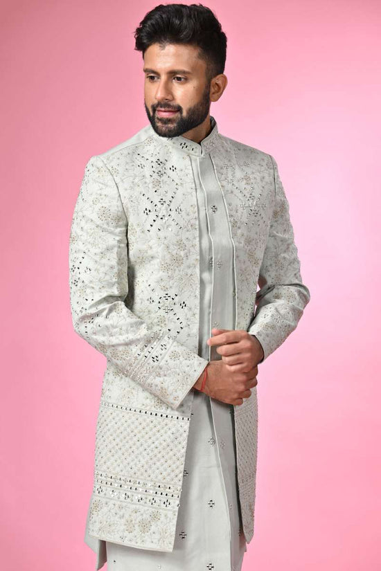 Mint Green Double Panel Achkan Set