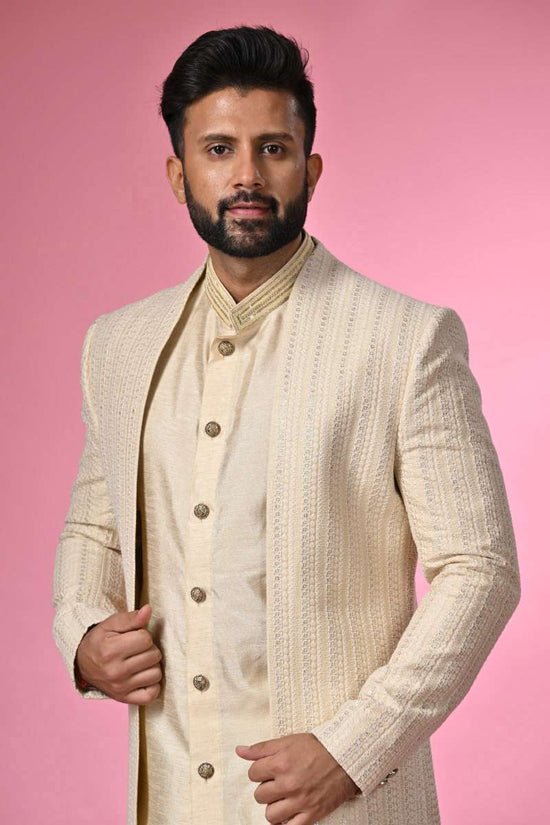 Beige Sherwani With Jacket