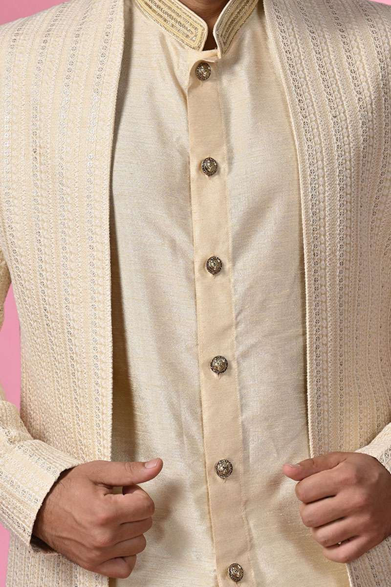 Beige Sherwani With Jacket