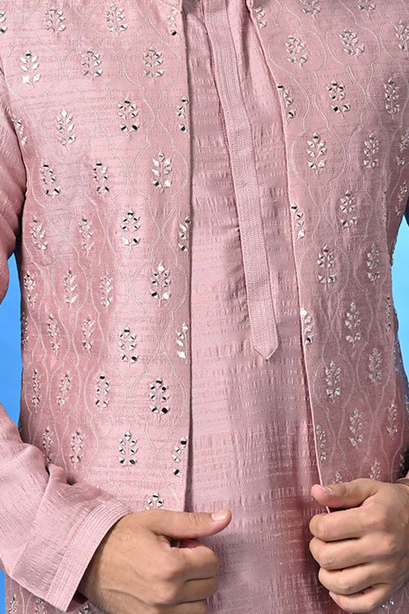 Mauve Kurta Set With Jacket