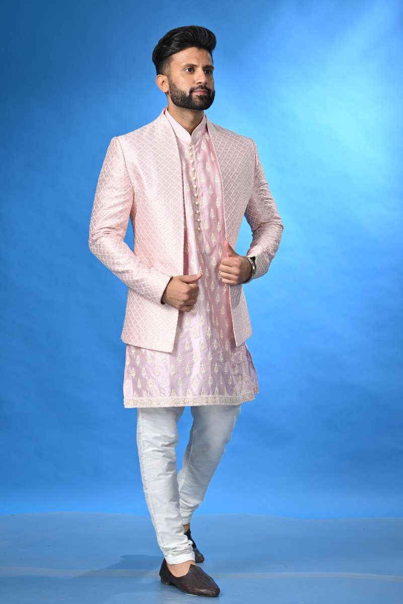 Baby Pink Kurta Set With Jacket