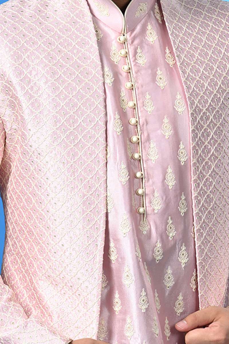 Baby Pink Kurta Set With Jacket