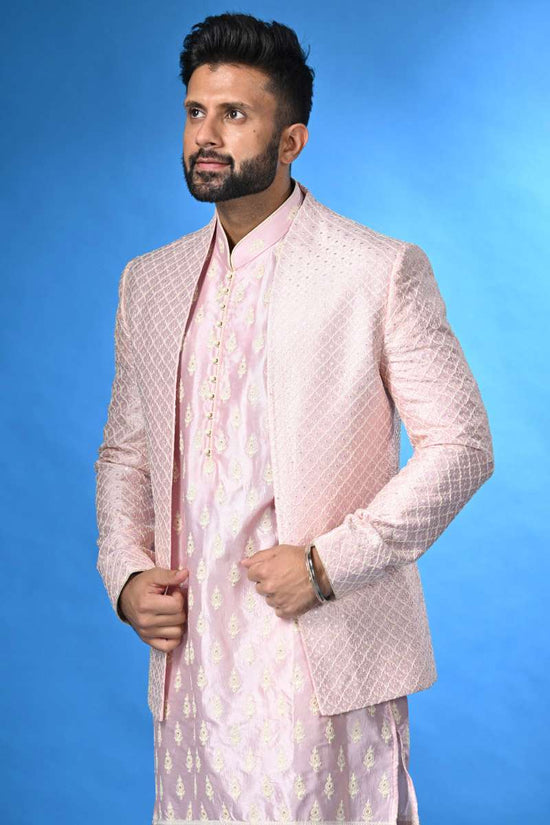 Baby Pink Kurta Set With Jacket
