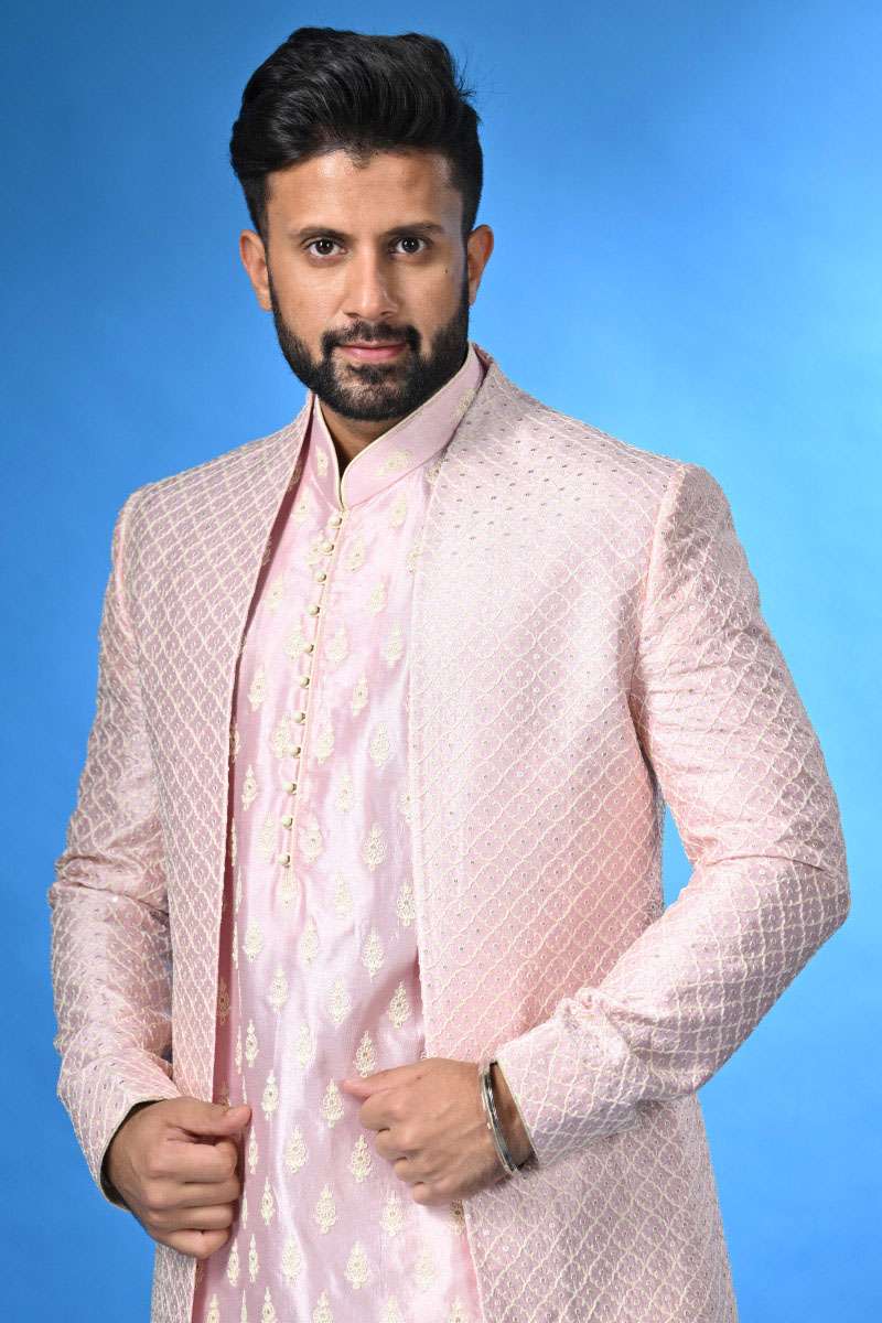 Baby Pink Kurta Set With Jacket