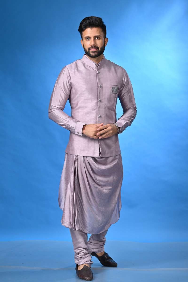 Lavender Cowl Kurta With Jacket