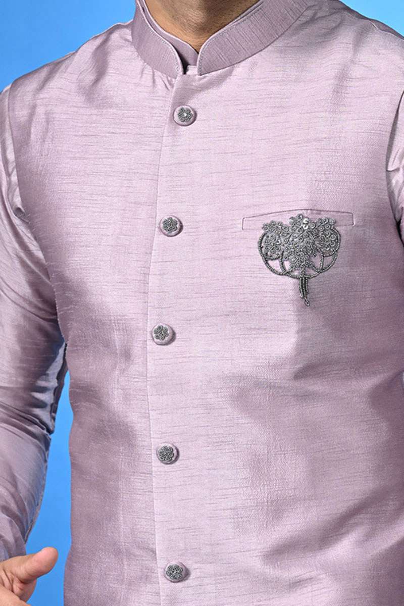 Lavender Cowl Kurta With Jacket