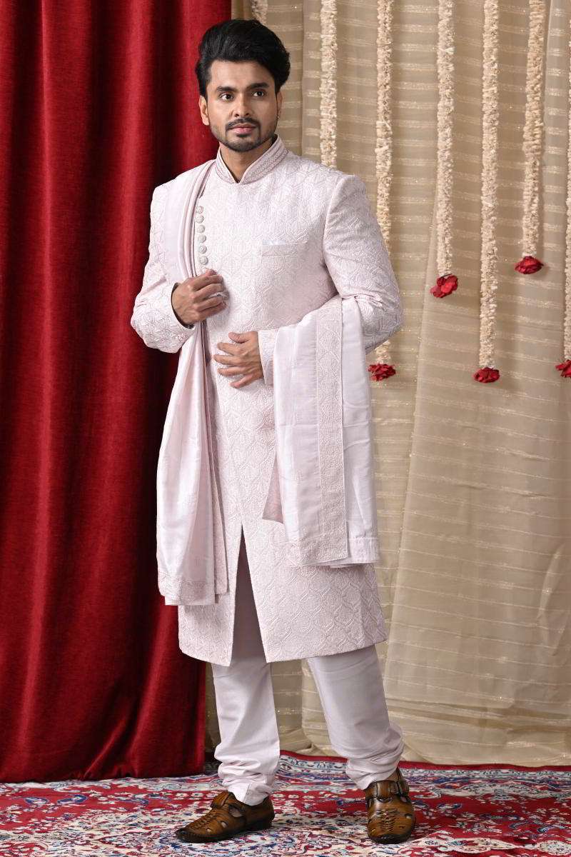 Soft Pink Sherwani With Dupatta