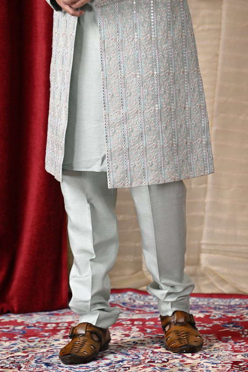 Mint Green Kurta Set With Long Jacket