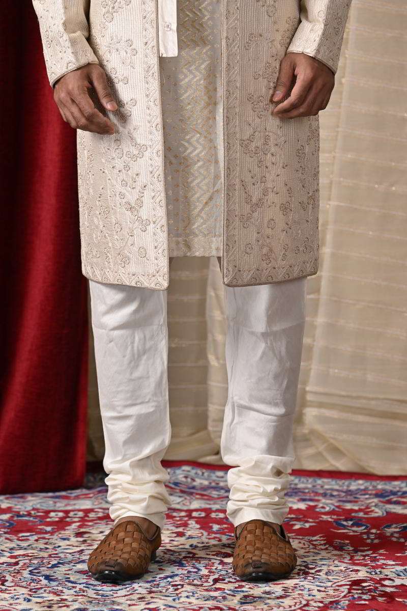 Beige Sherwani With Jacket