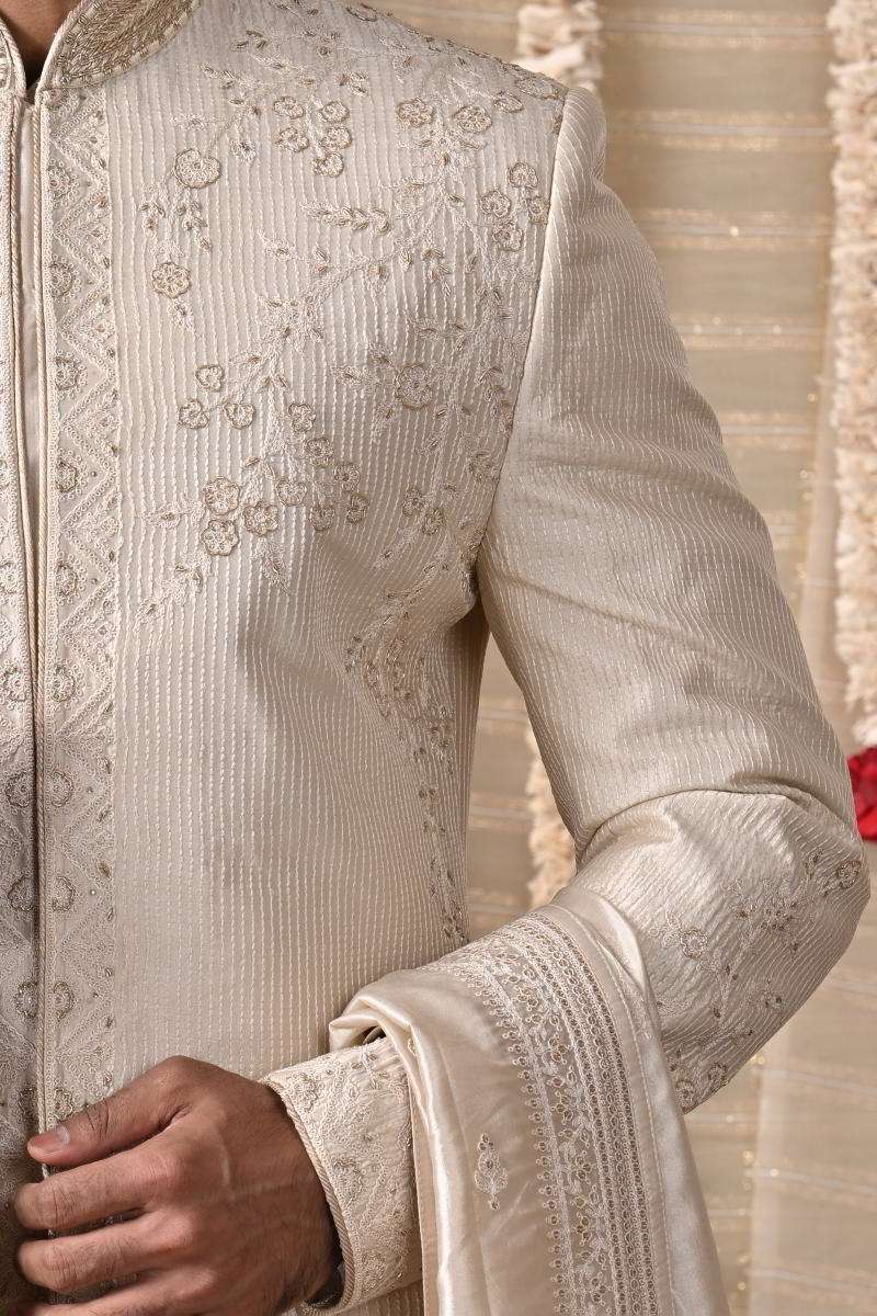 Beige Sherwani With Jacket