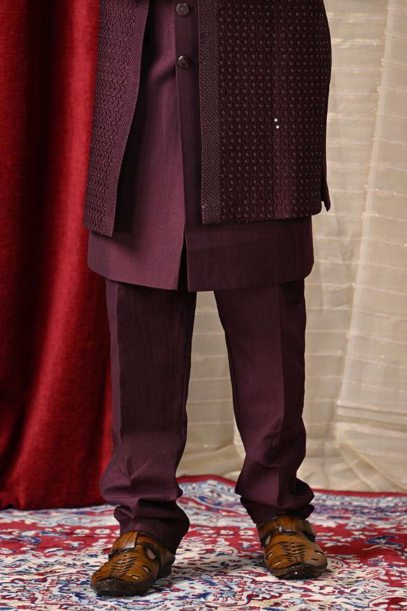 Mulberry Sherwani With Jacket