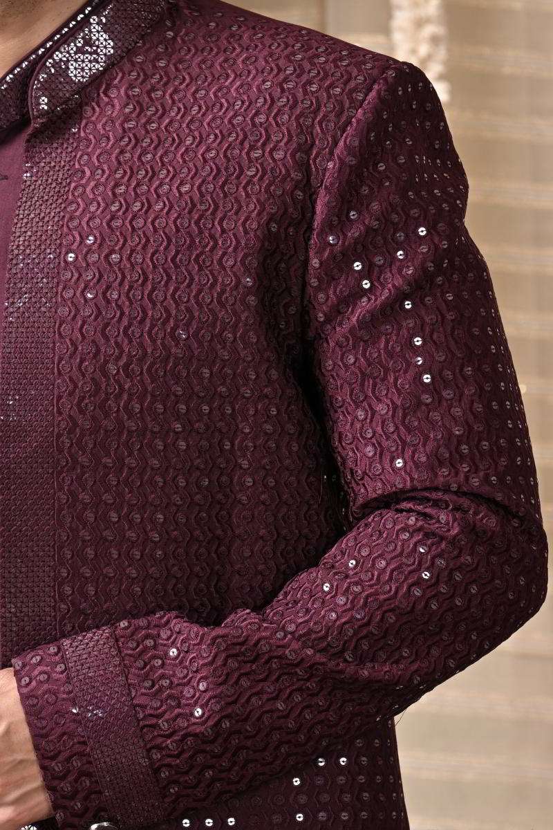 Mulberry Sherwani With Jacket