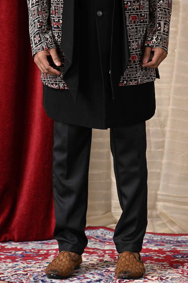 Jet Black Sherwani With Jacket