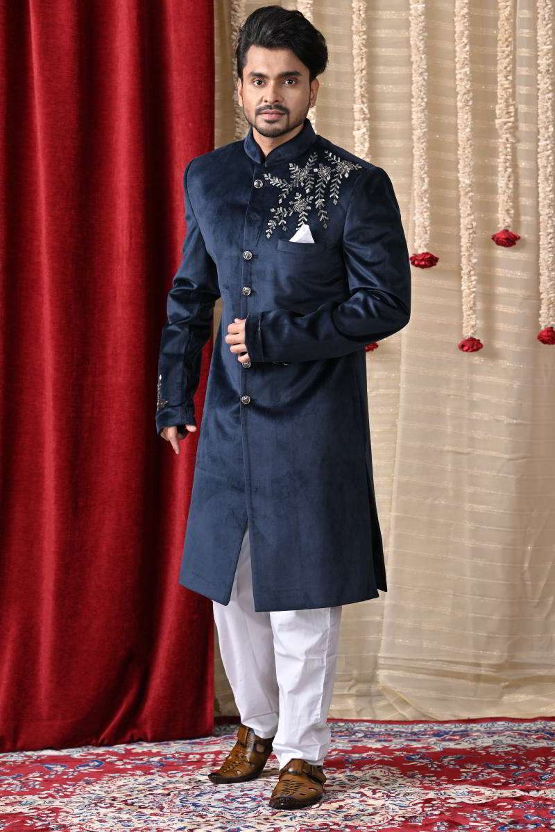 Royal Blue Velvet Sherwani