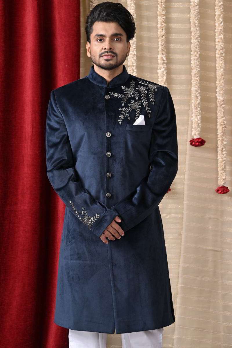 Royal Blue Velvet Sherwani