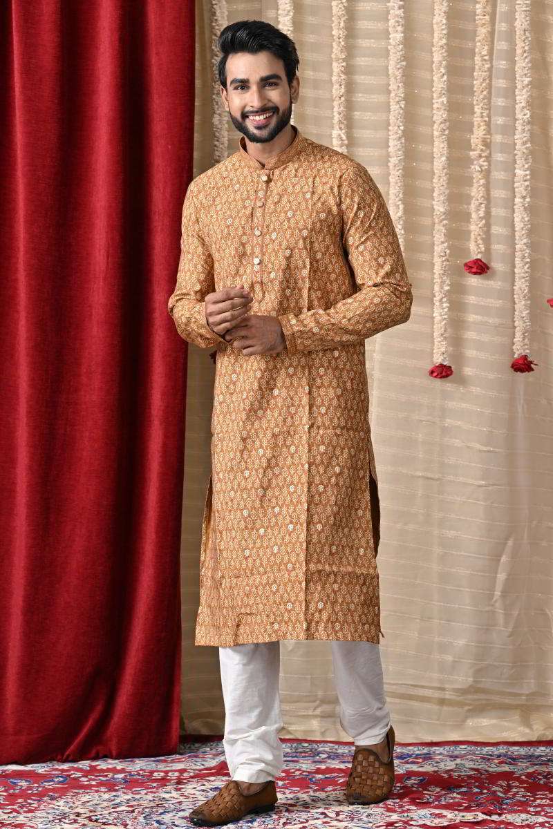 Mustard Cotton Kurta Set