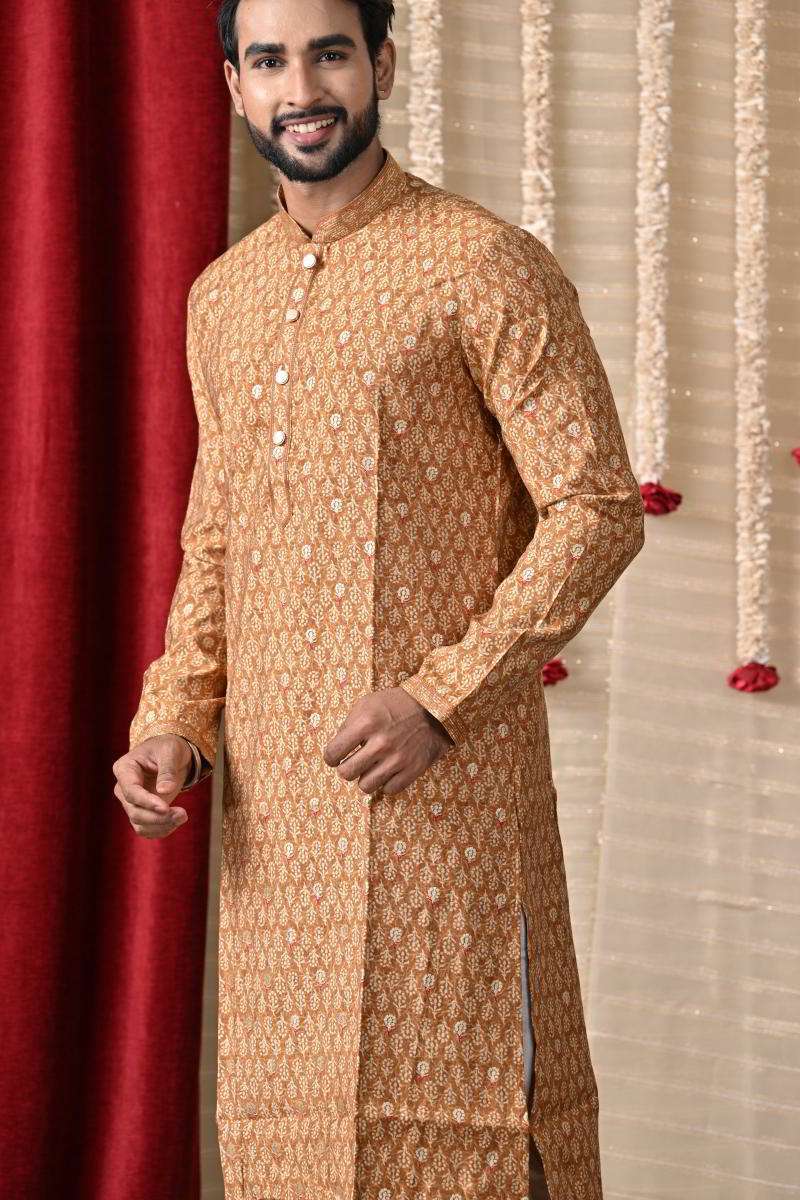 Mustard Cotton Kurta Set