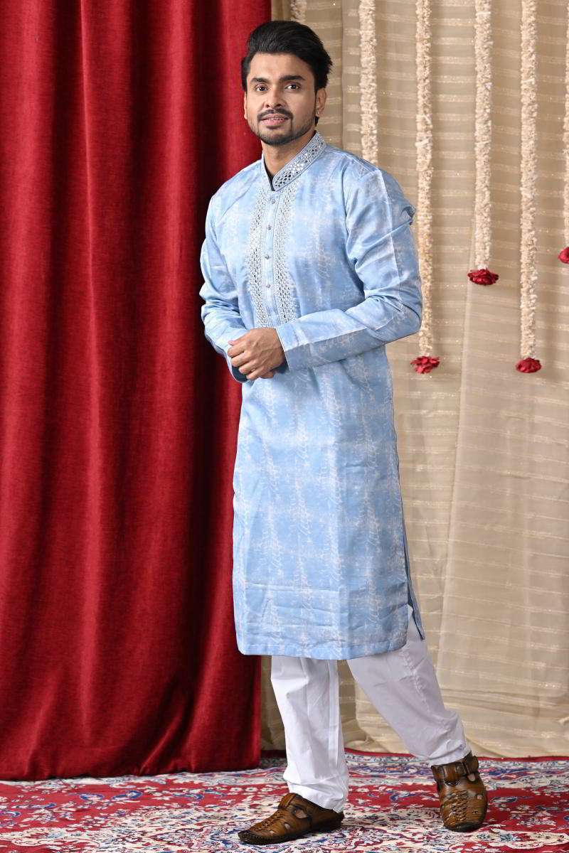 Light Blue Muslin Kurta Set