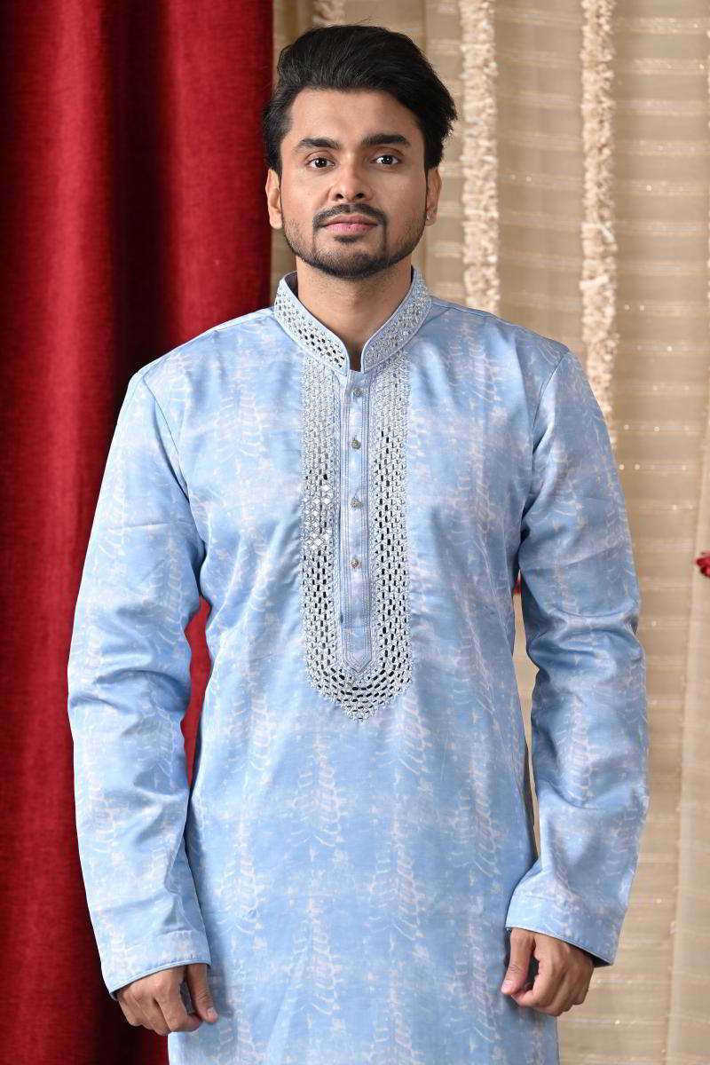 Light Blue Muslin Kurta Set