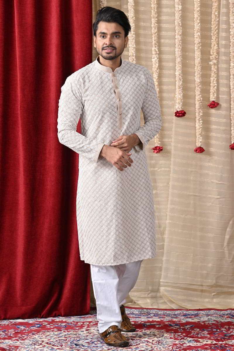 Sand Beige Cotton Kurta Set