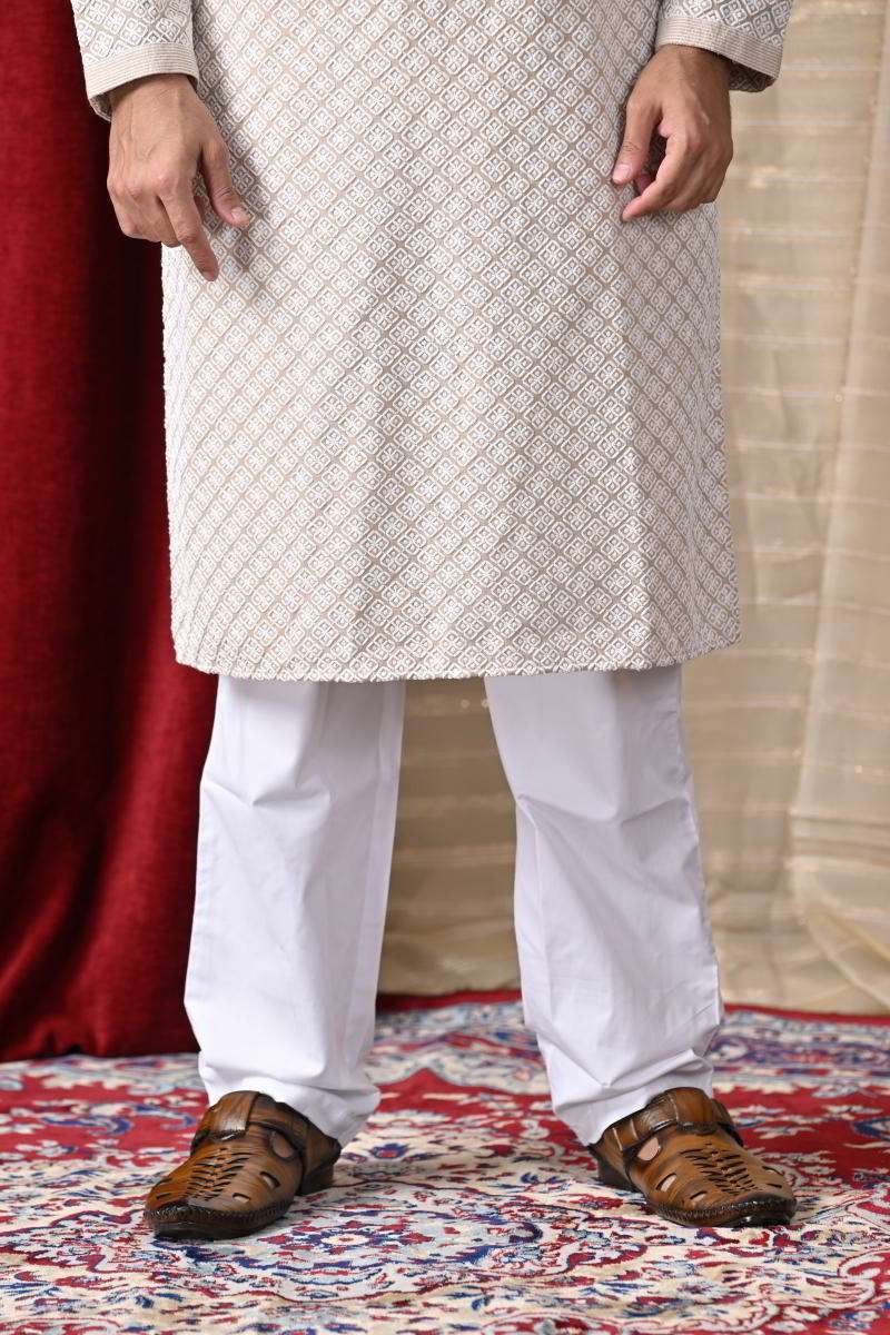 Sand Beige Cotton Kurta Set
