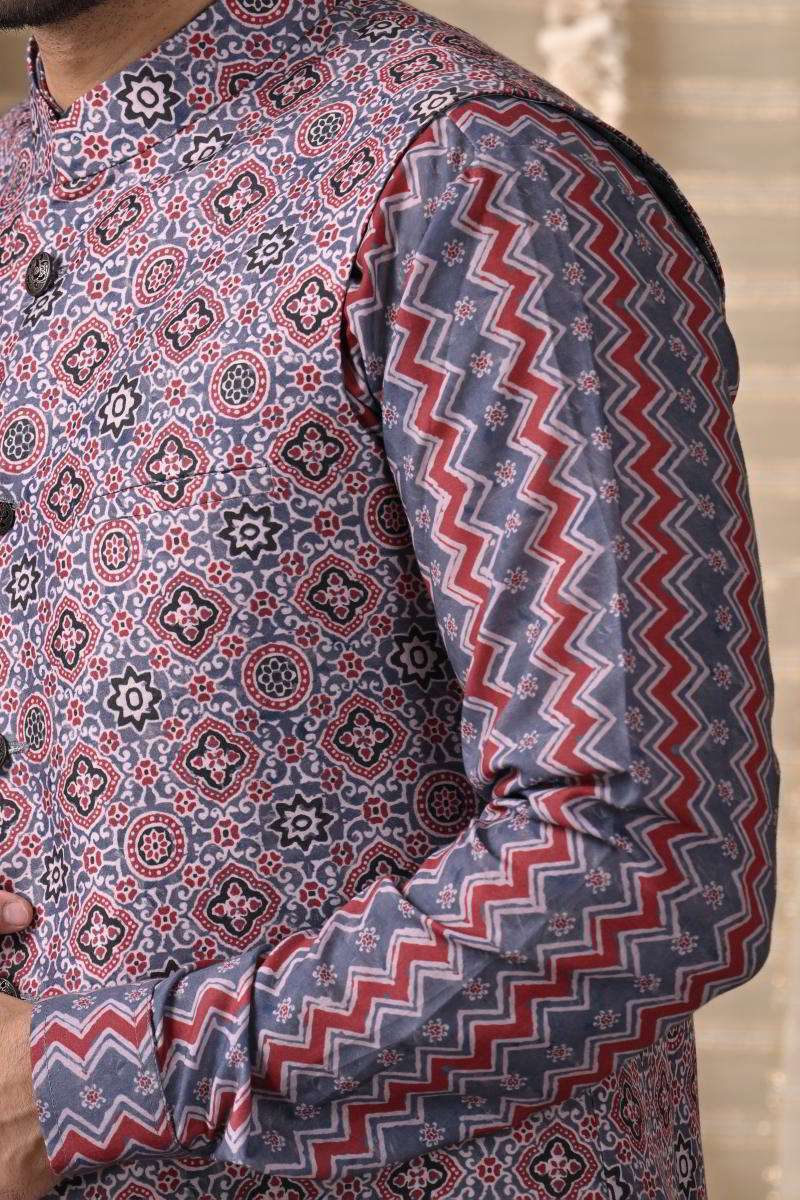 Indigo Cowl Kurta With Jacket