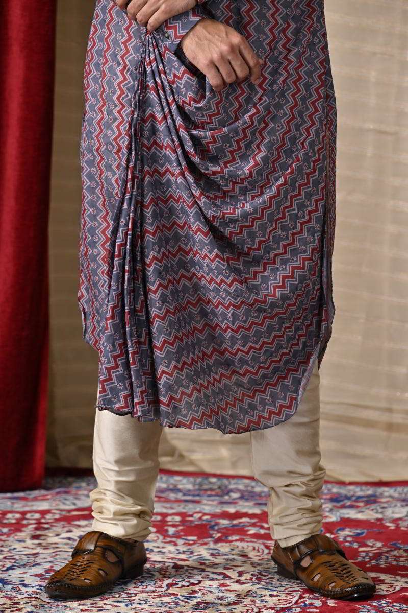 Indigo Cowl Kurta With Jacket