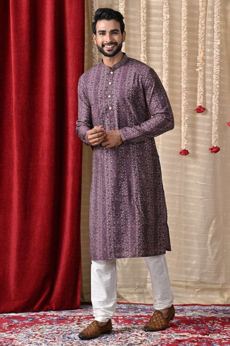 Purple Cotton Kurta Set