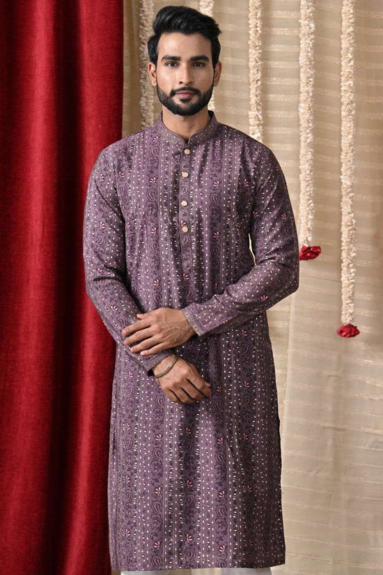 Purple Cotton Kurta Set