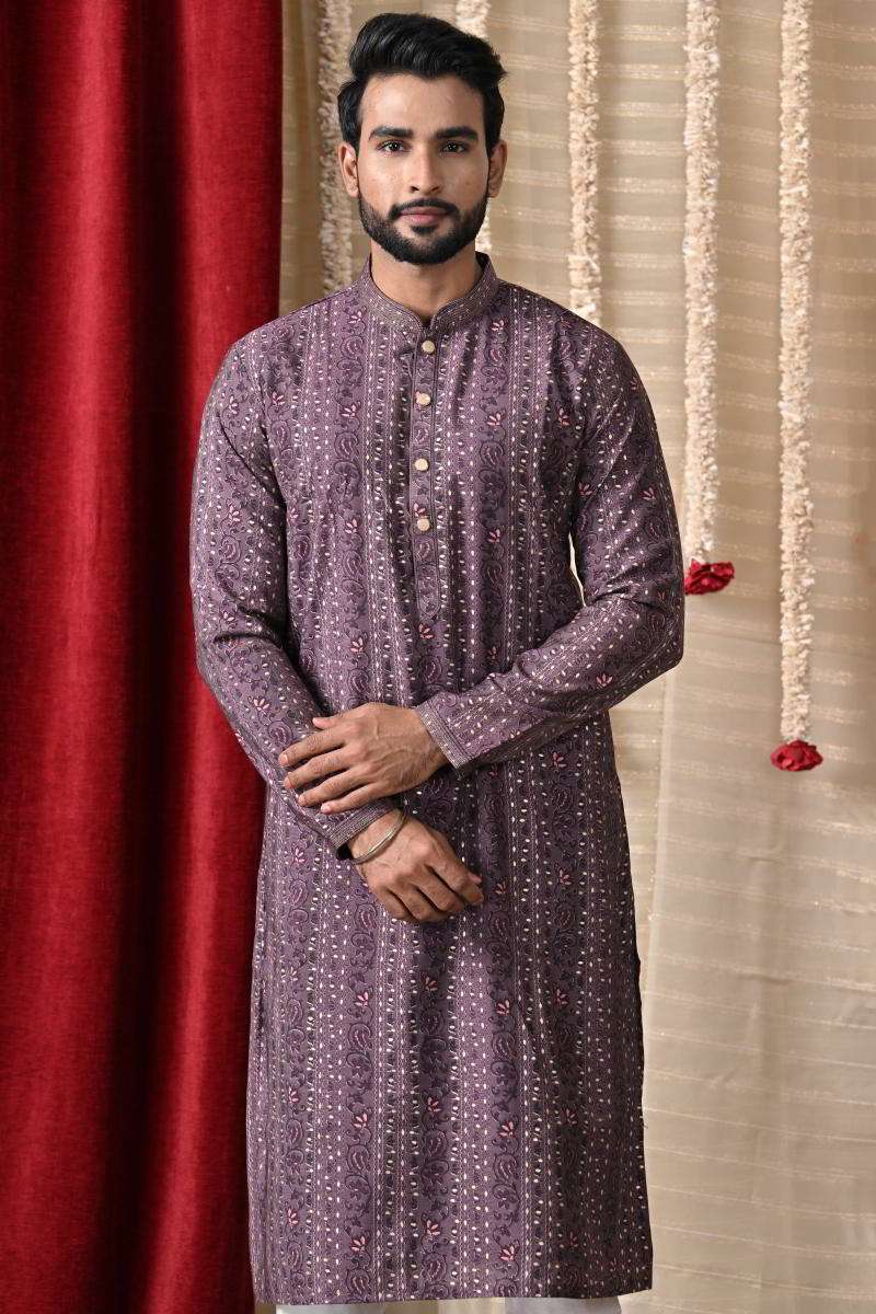 Purple Cotton Kurta Set