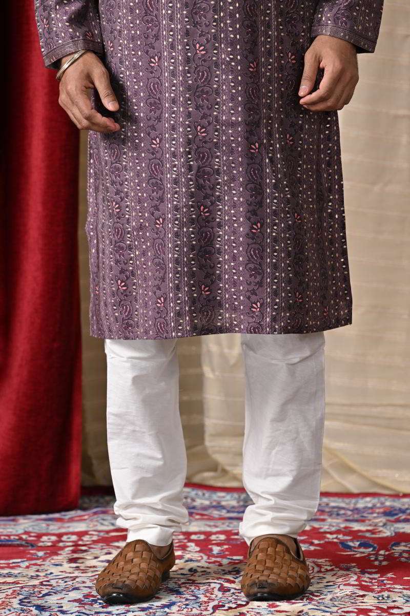 Purple Cotton Kurta Set