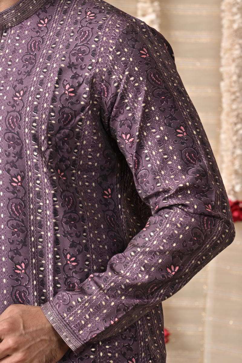 Purple Cotton Kurta Set