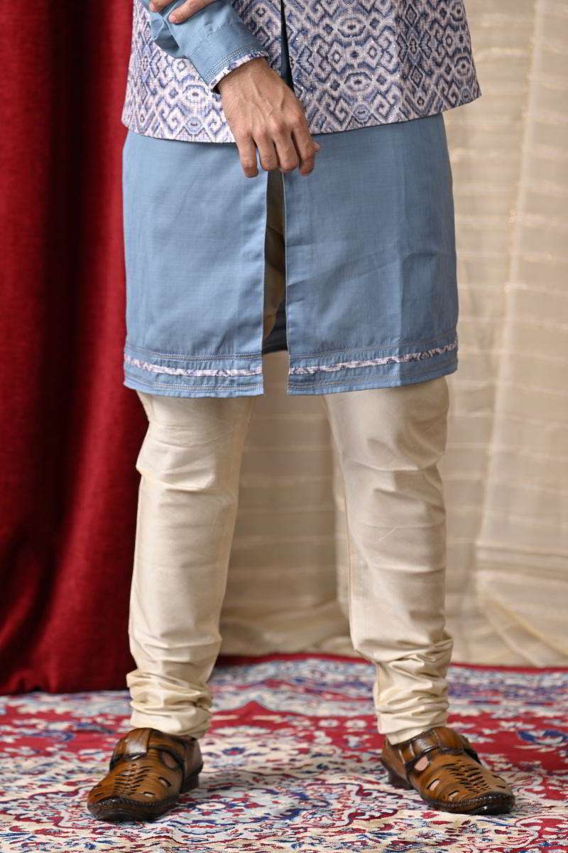 Light Blue Kurta Set With Jacket