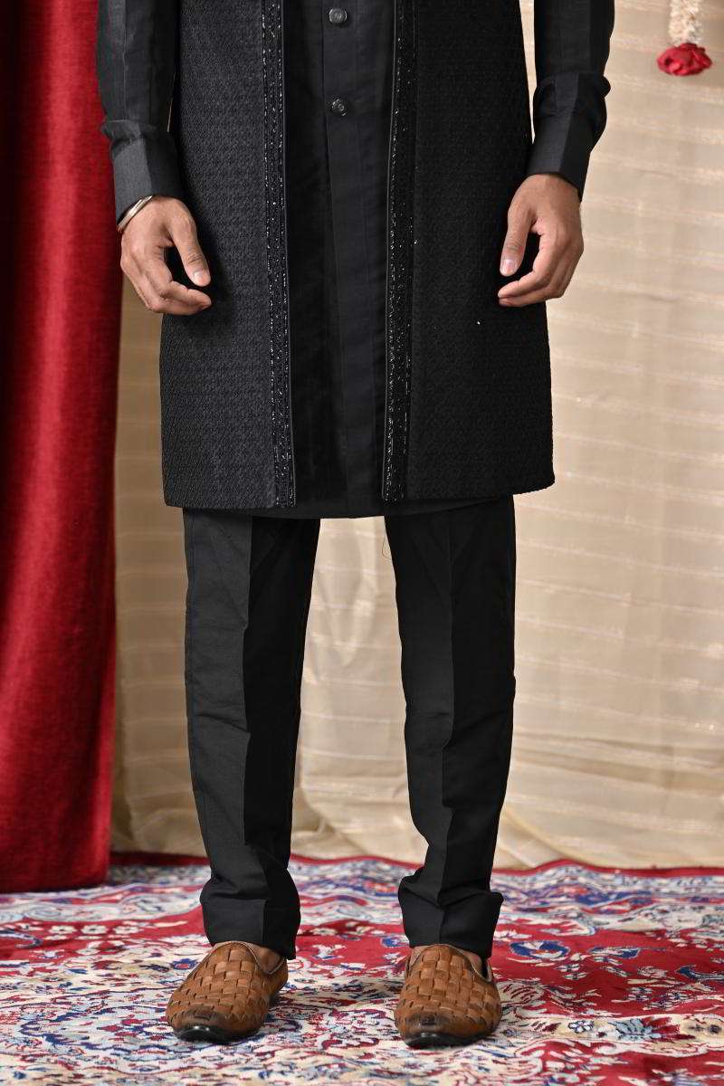 Midnight Black Sherwani With Jacket