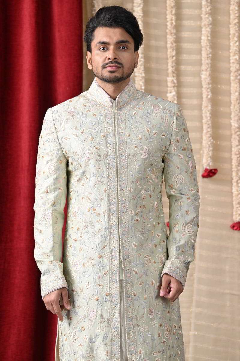 Mint Green Kurta Set With Long Jacket