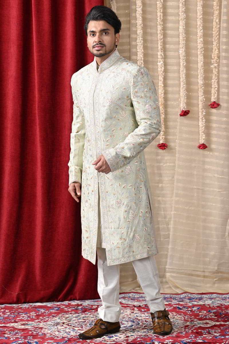 Mint Green Kurta Set With Long Jacket