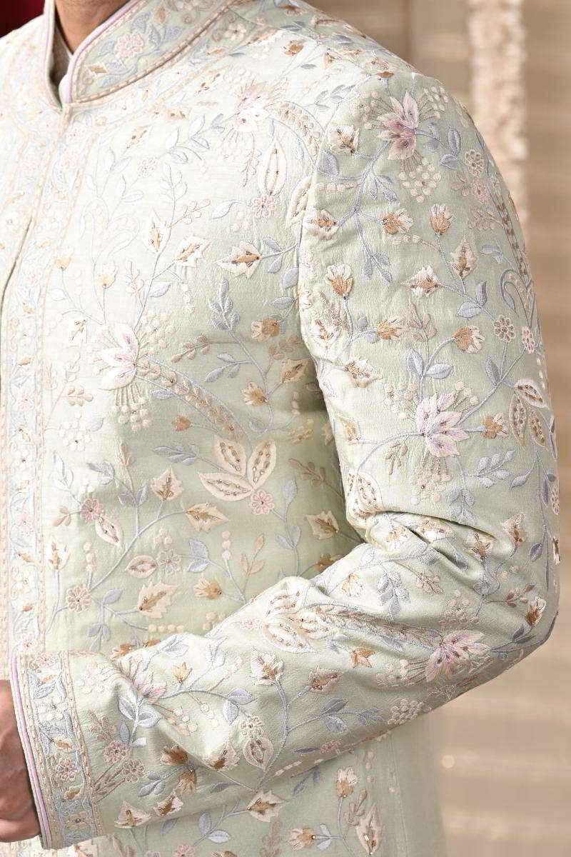 Mint Green Kurta Set With Long Jacket