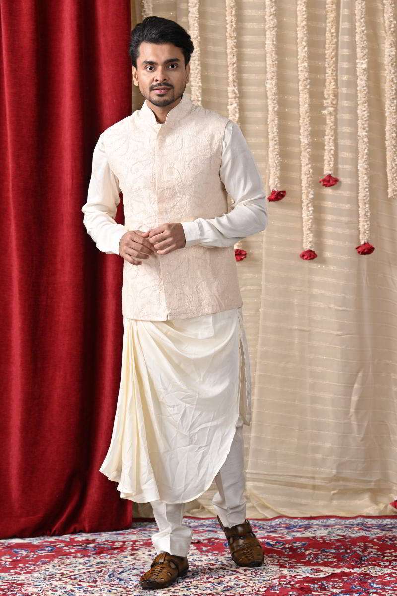 Off-White Cowl Kurta With Jacket