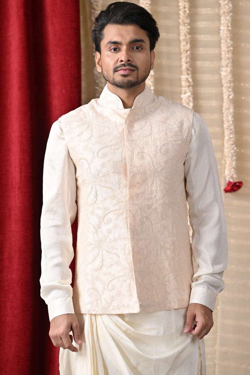 Off-White Cowl Kurta With Jacket