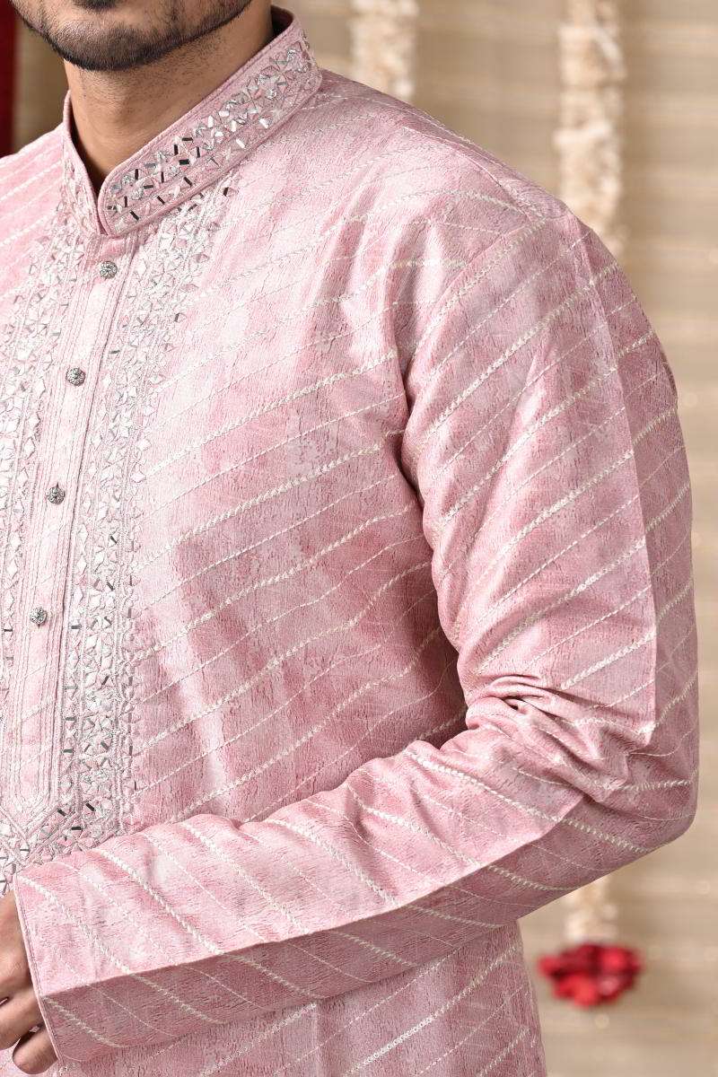 Soft Pink Tussar Silk Kurta Set