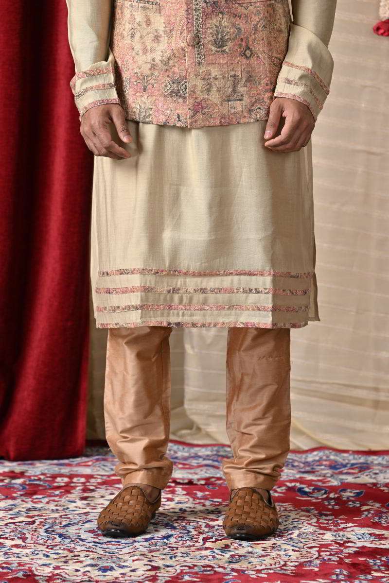 Sand Beige Kurta Set With Jacket