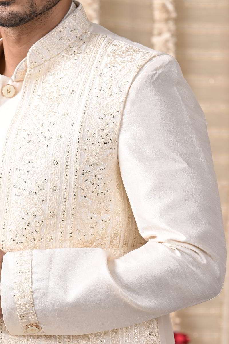Off White Sherwani With Jacket