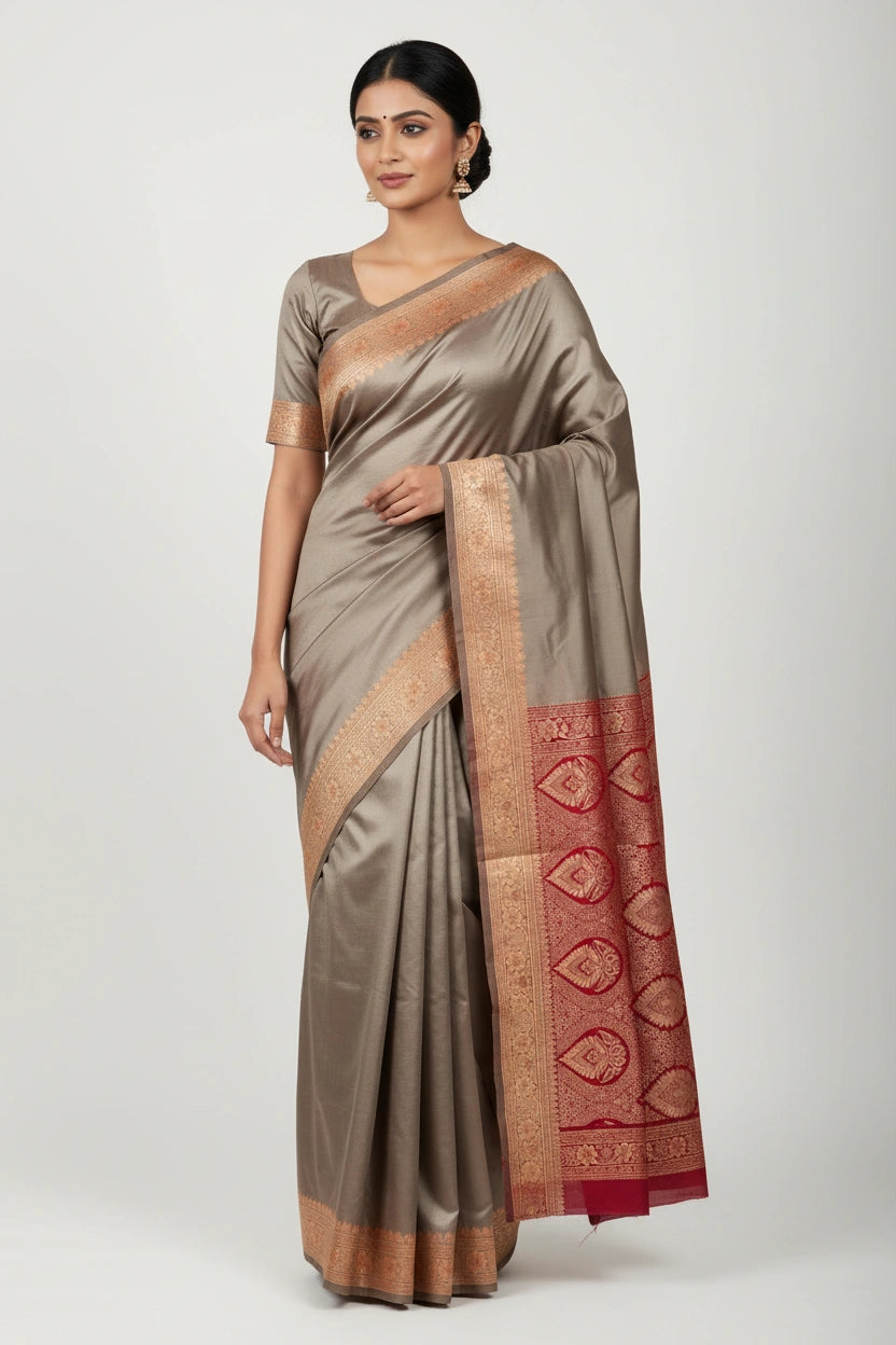 Traditional Silk Katan South Silk Saree - silk Indian ethnic wear by Rangoli